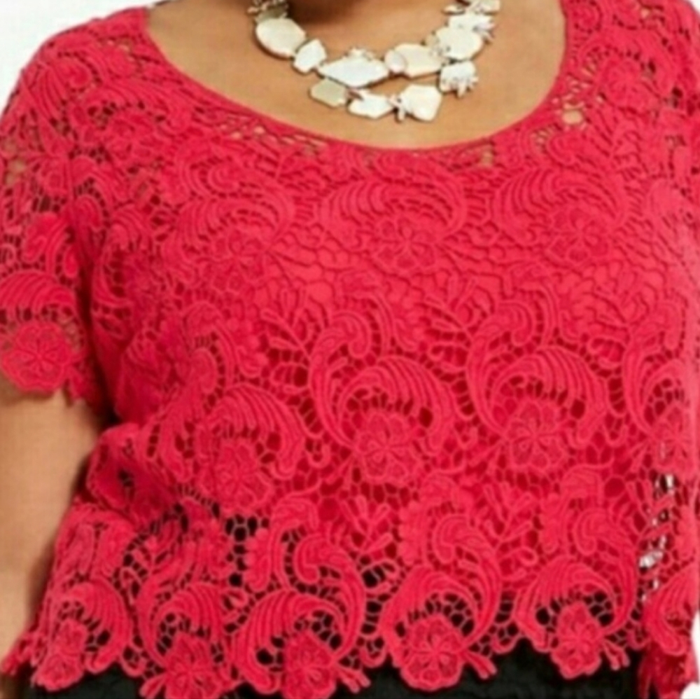 Torrid Vibrant Pink Lace Blouse